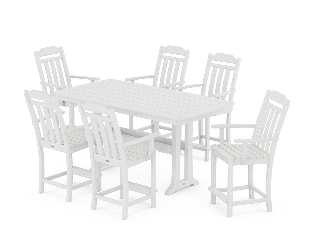 Country Living Cottage Arm Chair 7-Piece Counter Set with Trestle Legs
