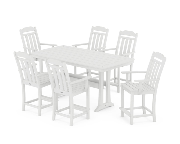 Country Living Cottage Arm Chair 7-Piece Counter Set with Trestle Legs