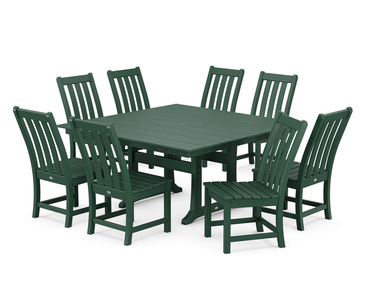 POLYWOOD® Vineyard 9-Piece Farmhouse Trestle Dining Set
