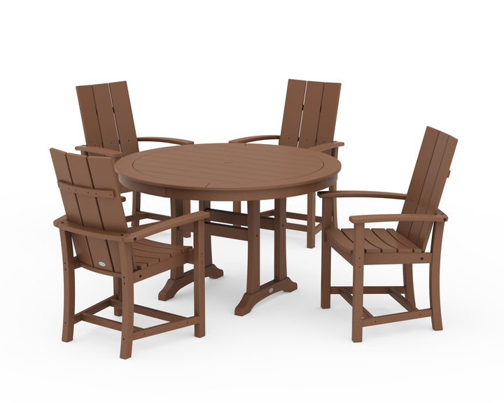 POLYWOOD® Modern Adirondack 5-Piece Round Dining Set with Trestle Legs