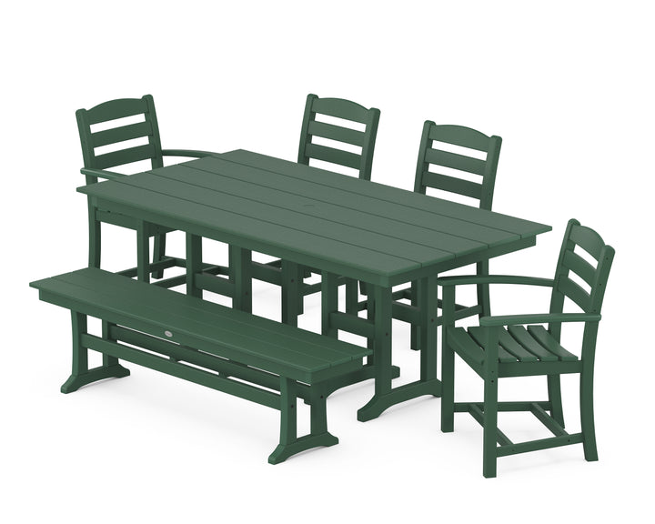 POLYWOOD® La Casa Café 6-Piece Farmhouse Dining Set with Bench