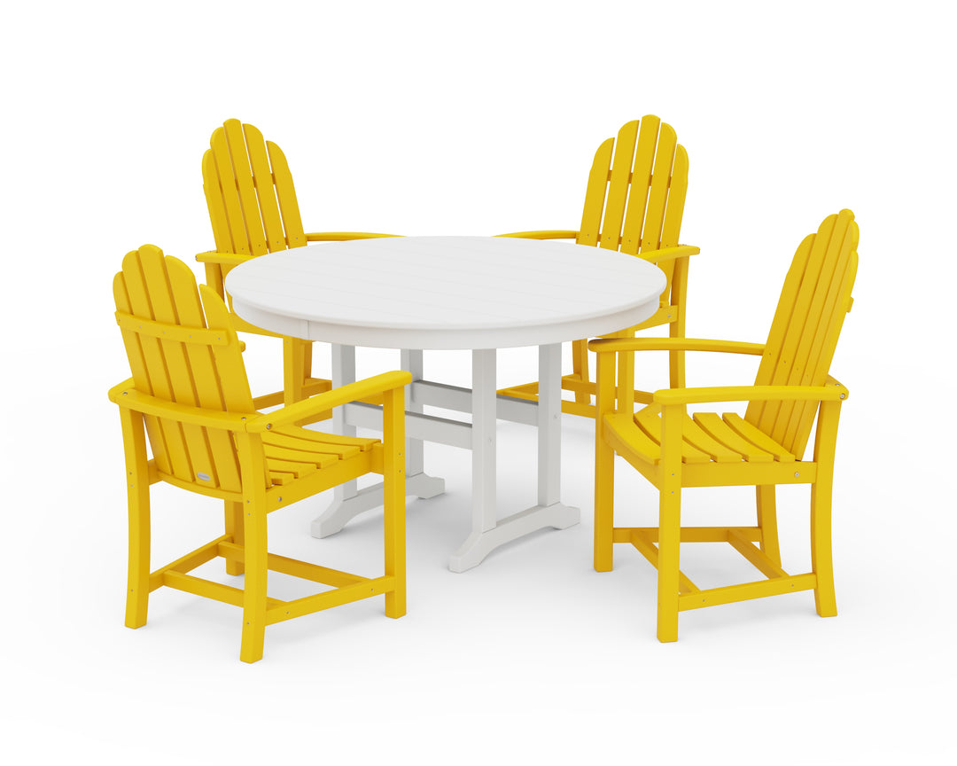 POLYWOOD® Classic Adirondack 5-Piece Round Farmhouse Dining Set