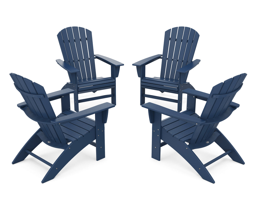 POLYWOOD® 4-Piece Nautical Curveback Adirondack Chair Conversation Set