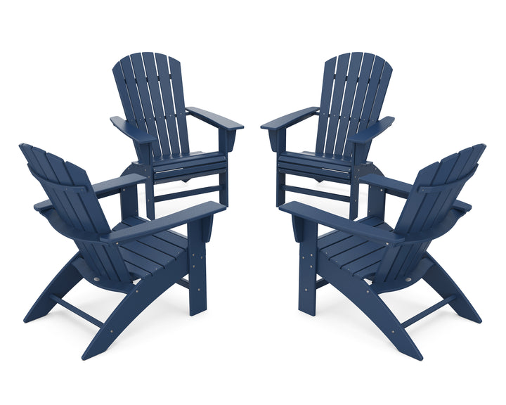 POLYWOOD® 4-Piece Nautical Curveback Adirondack Chair Conversation Set