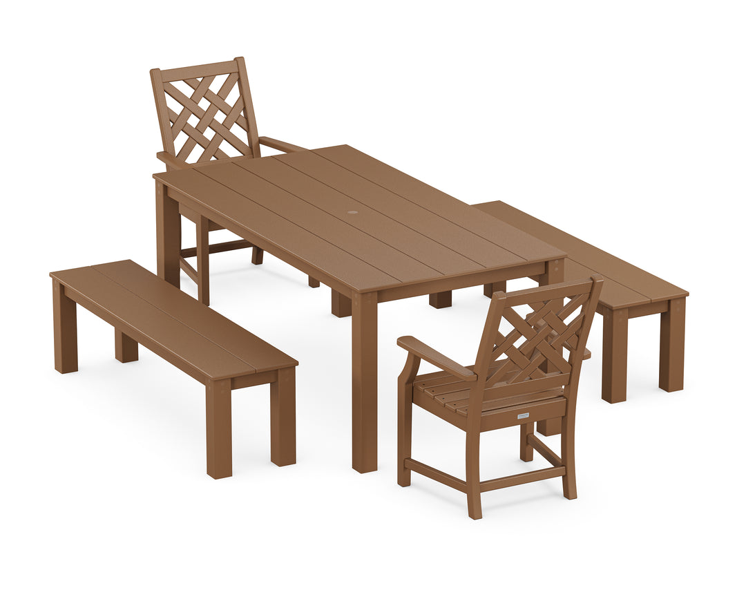 Country Living Wovendale 5-Piece Parsons Dining Set with Benches