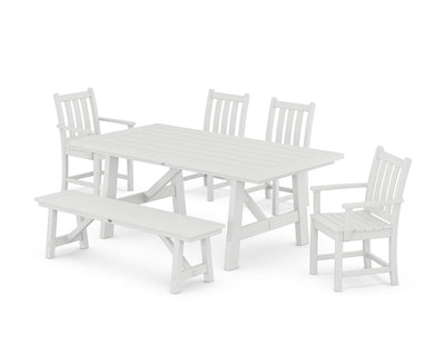 Traditional Garden 6-Piece Rustic Farmhouse Dining Set With Bench