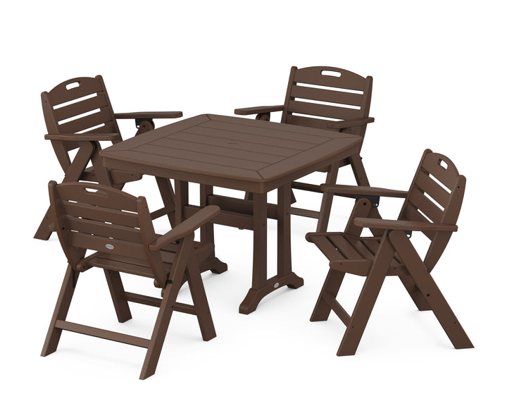 POLYWOOD® Nautical Folding Lowback Chair 5-Piece Dining Set with Trestle Legs