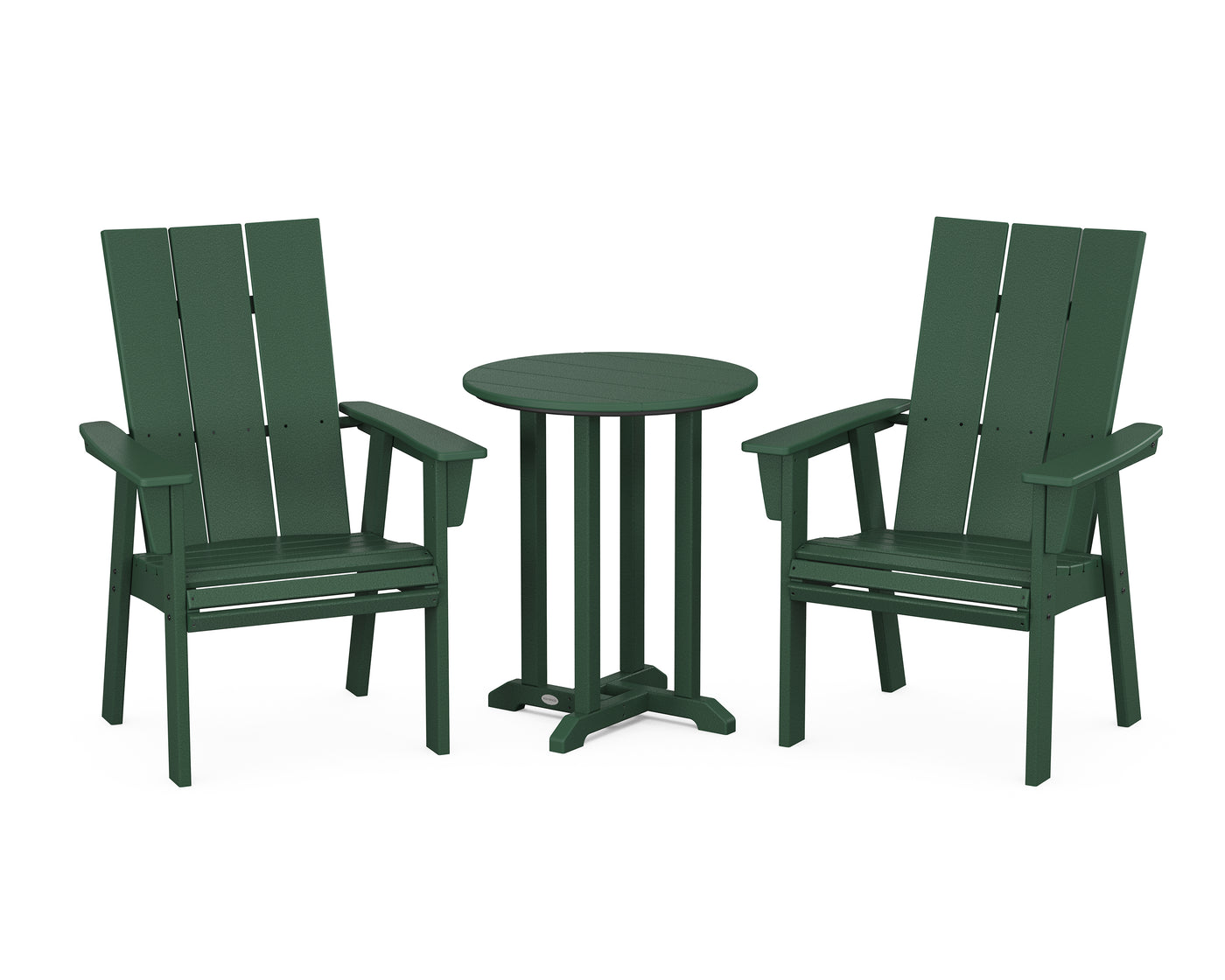 Modern Curveback Adirondack 3-Piece Round Bistro Dining Set