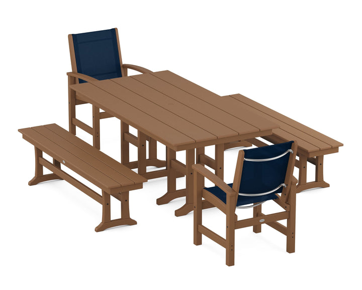 POLYWOOD® Coastal 5-Piece Farmhouse Dining Set