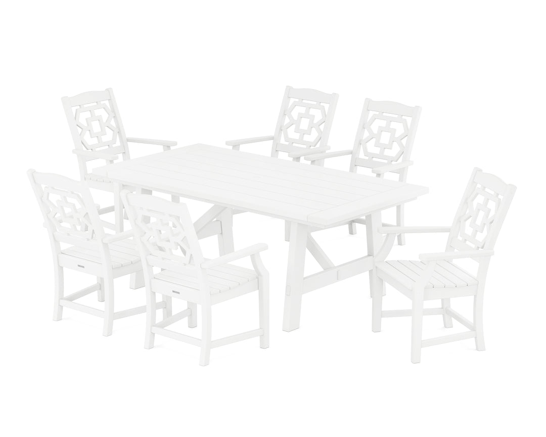 Martha Stewart by POLYWOOD® Chinoiserie Arm Chair 7-Piece Rustic Farmhouse Dining Set