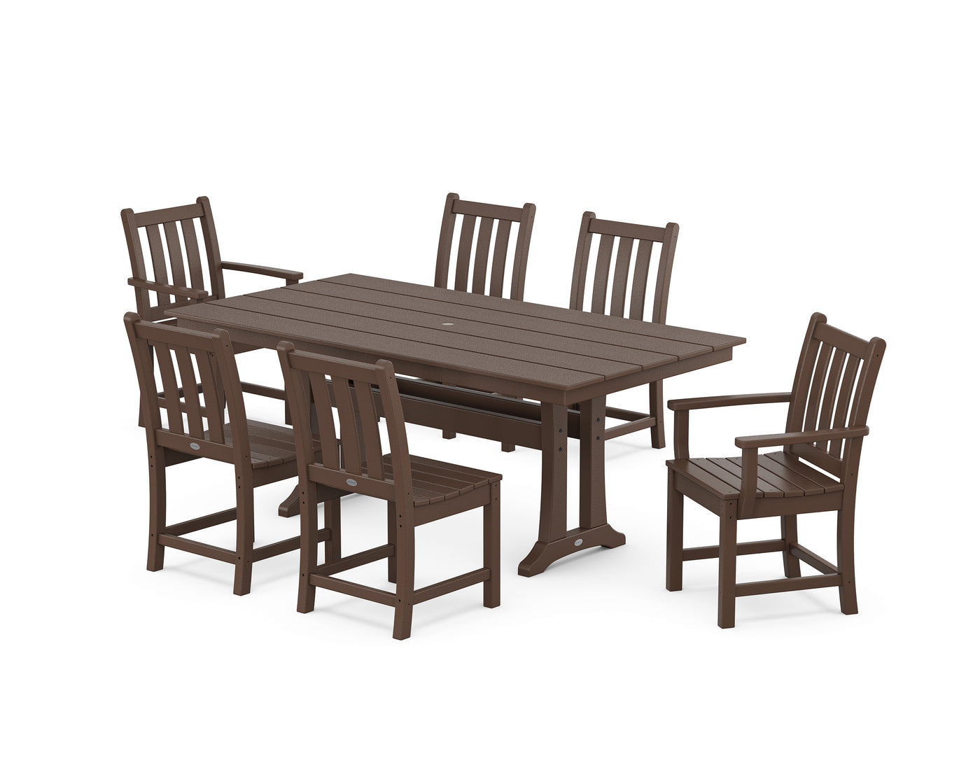 Traditional Garden 7-Piece Farmhouse Dining Set With Trestle Legs