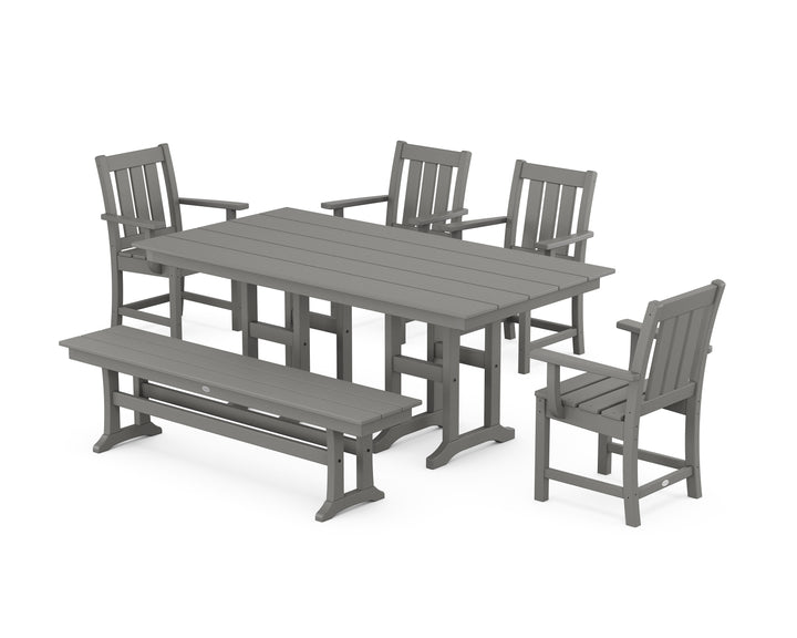 POLYWOOD® Oxford 6-Piece Farmhouse Dining Set with Bench