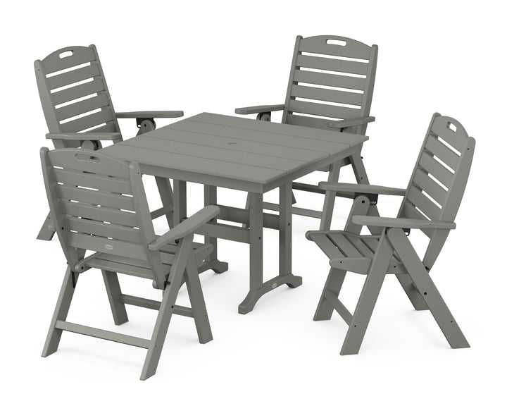 POLYWOOD® Nautical Folding Highback Chair 5-Piece Farmhouse Dining Set
