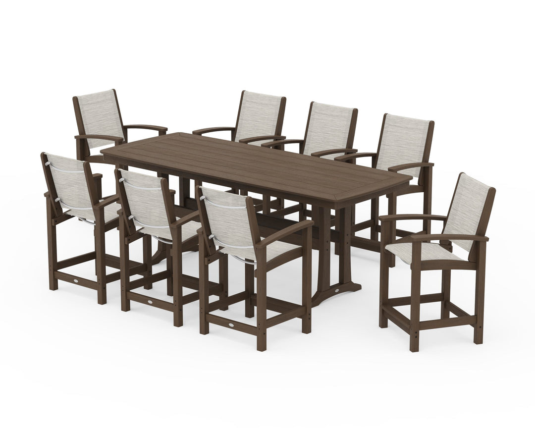 POLYWOOD® Coastal 9-Piece Counter Set with Trestle Legs