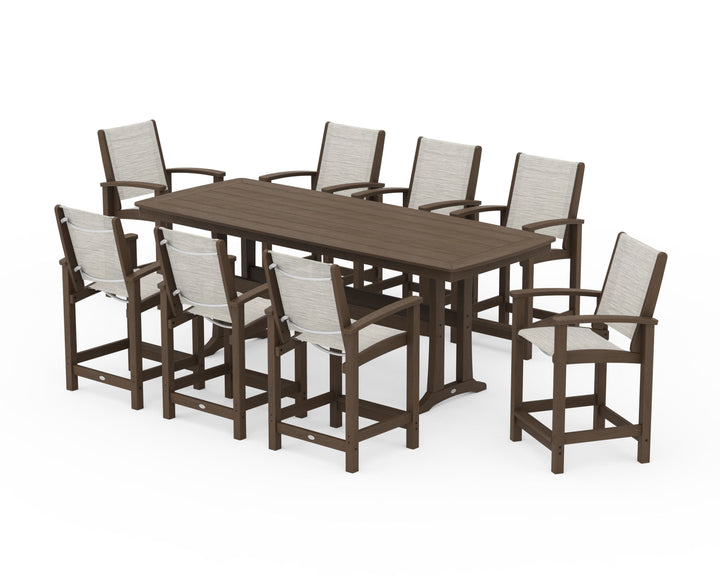 POLYWOOD® Coastal 9-Piece Counter Set with Trestle Legs