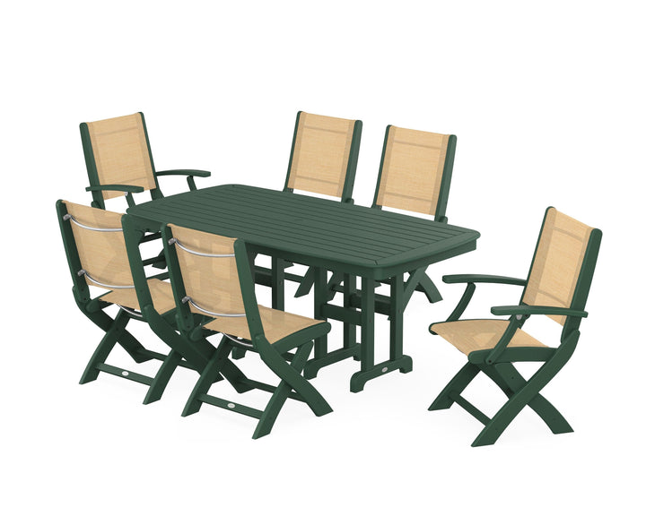 POLYWOOD® Coastal Folding Chair 7-Piece Dining Set