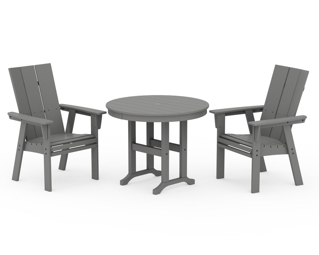 POLYWOOD® Modern Adirondack 3-Piece Round Dining Set