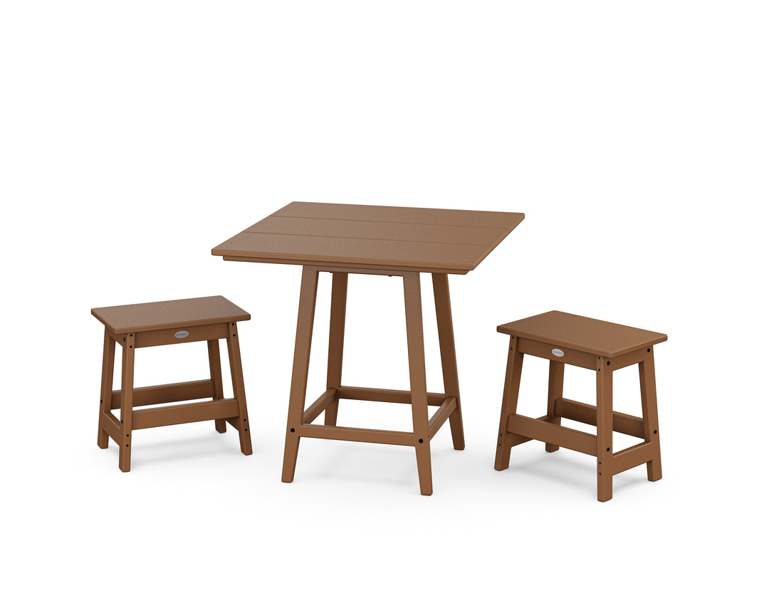 POLYWOOD® Modern Studio Stool 3-Piece Square Bistro Set