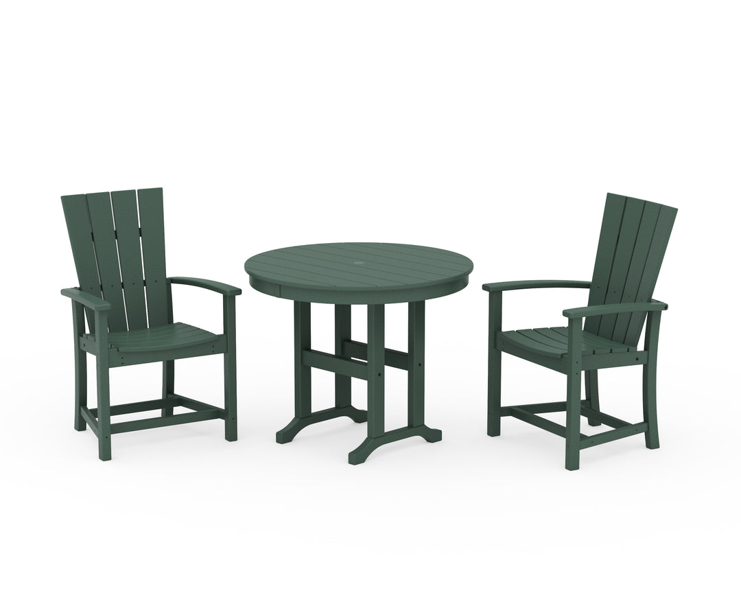 POLYWOOD® Quattro 3-Piece Round Farmhouse Dining Set
