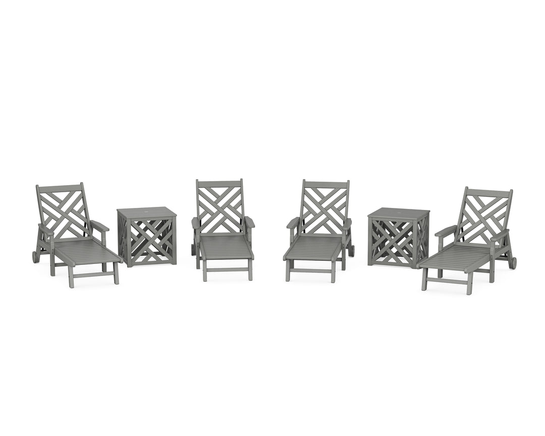 POLYWOOD® Chippendale 6-Piece Chaise Set with Umbrella Stand Accent Table