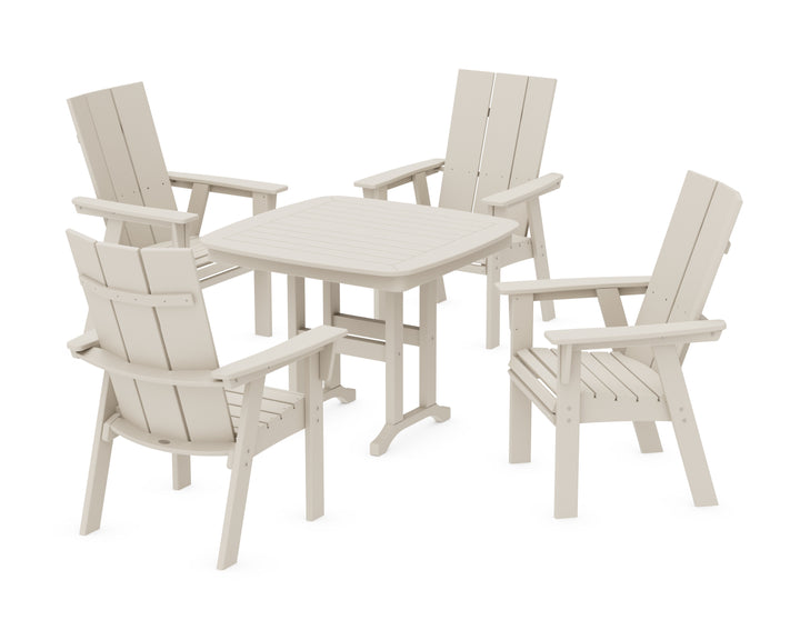 POLYWOOD® Modern Curveback Adirondack 5-Piece Dining Set