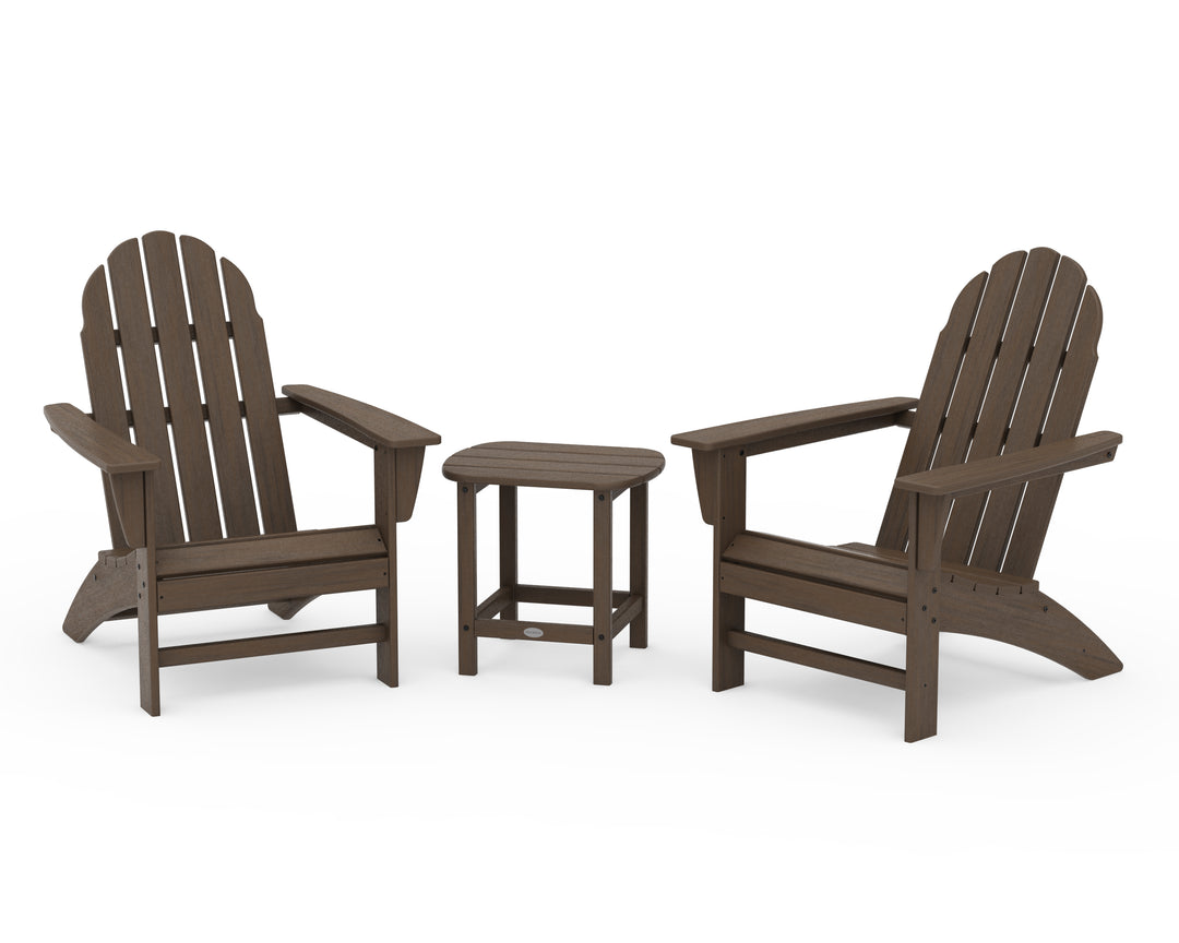 POLYWOOD® Vineyard 3-Piece Adirondack Set with South Beach 18" Side Table