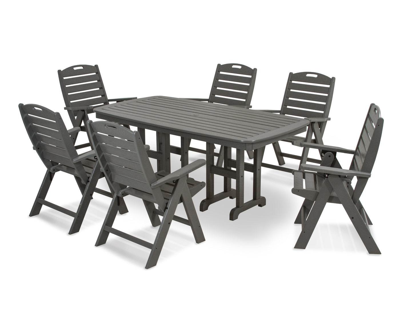 Nautical Folding Highback Chair 7-Piece Dining Set