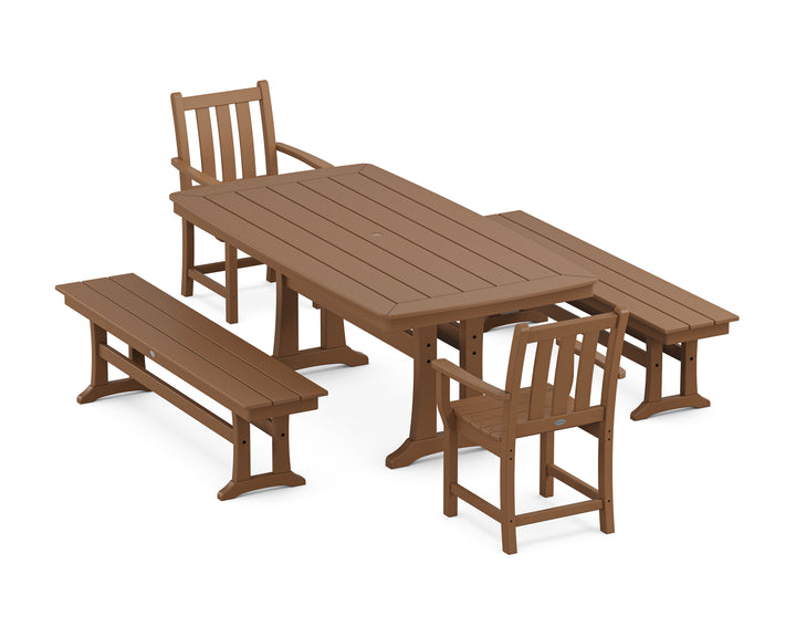 POLYWOOD® Traditional Garden 5-Piece Dining Set with Trestle Legs