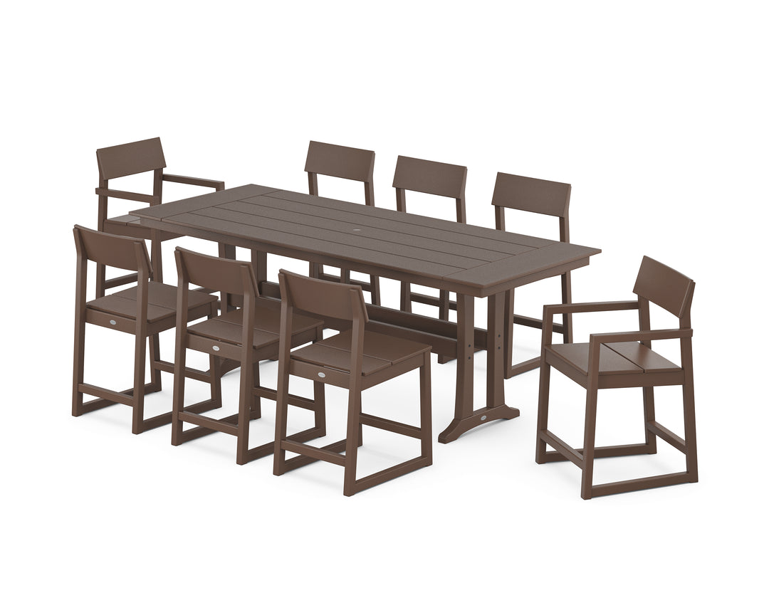 POLYWOOD® EDGE 9-Piece Farmhouse Counter Set with Trestle Legs