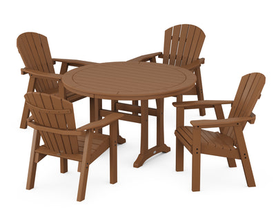 Seashell 5-Piece Round Dining Set with Trestle Legs