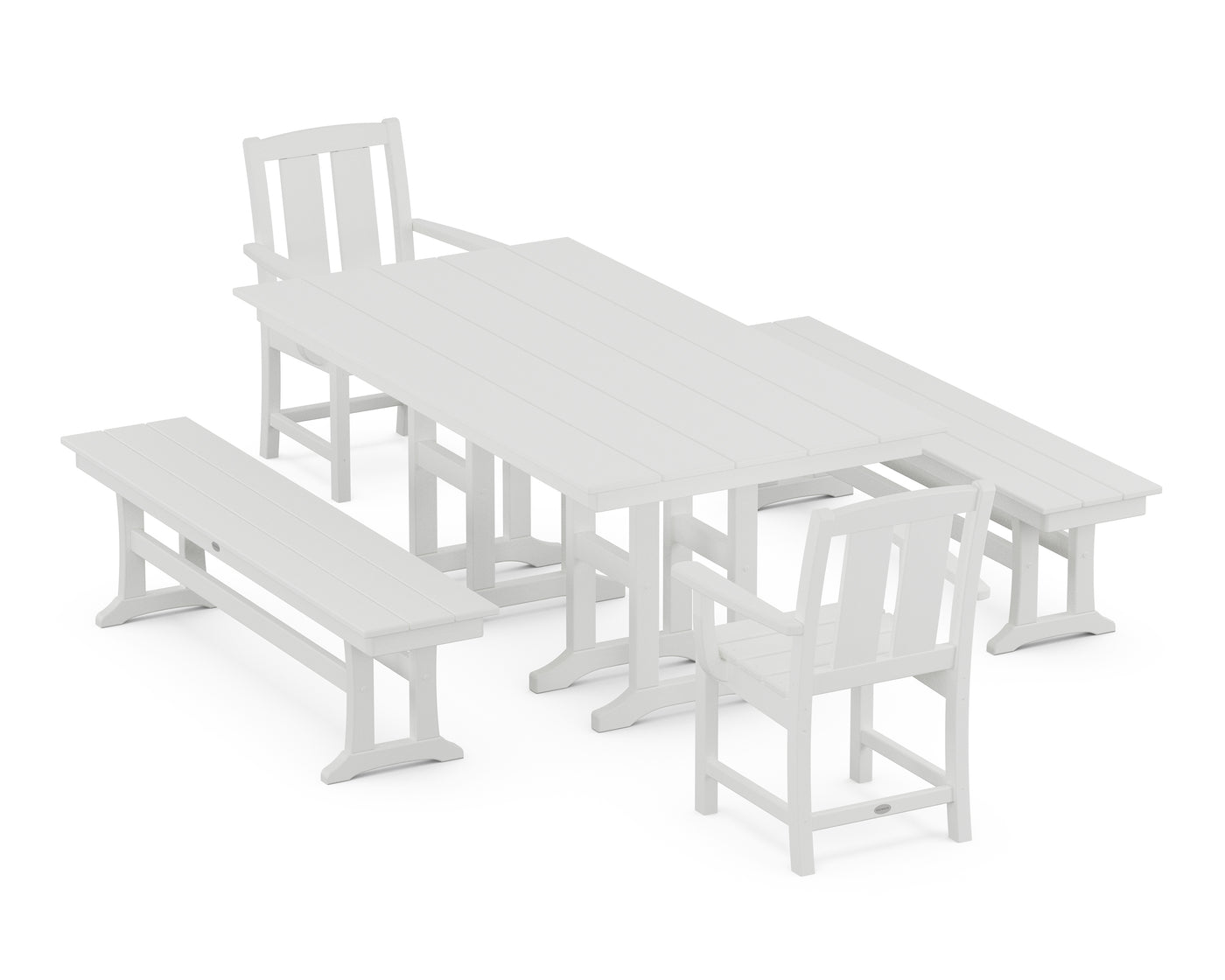 Mission 5-Piece Farmhouse Dining Set with Benches