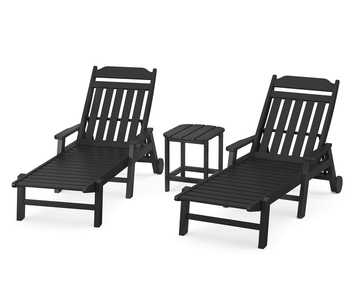 Country Living Cottage 3-Piece Chaise Set with Arms and Wheels