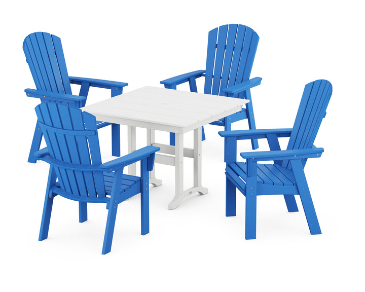 POLYWOOD® Nautical Curveback Adirondack 5-Piece Farmhouse Dining Set