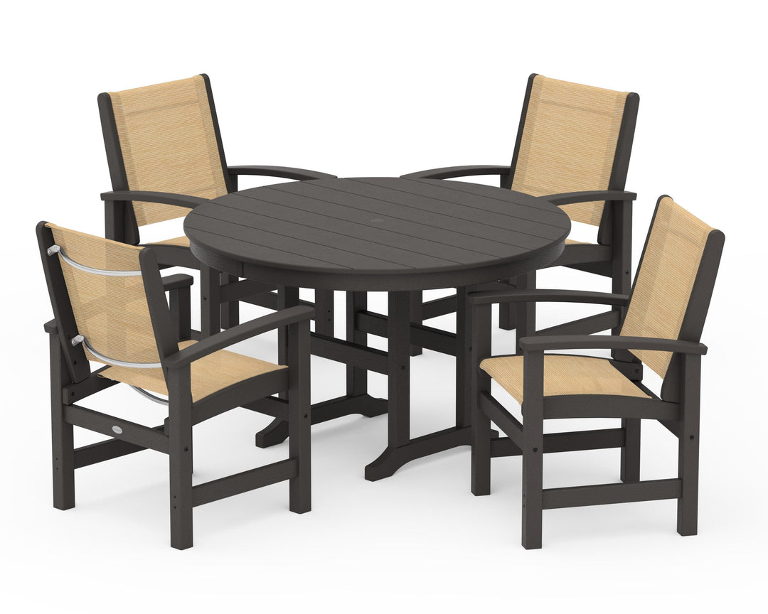 POLYWOOD® Coastal 5-Piece Round Farmhouse Dining Set