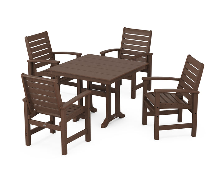 POLYWOOD® Signature 5-Piece Farmhouse Dining Set With Trestle Legs