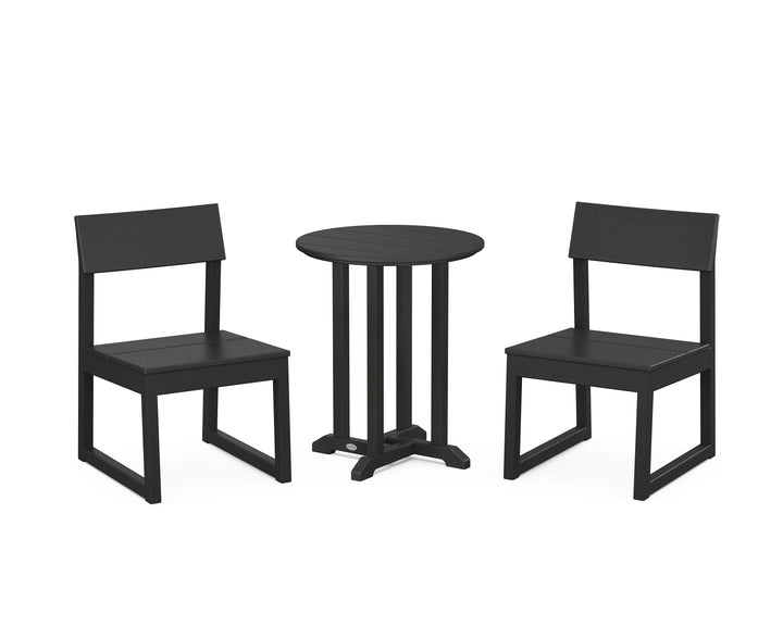 POLYWOOD® EDGE Side Chair 3-Piece Round Bistro Dining Set
