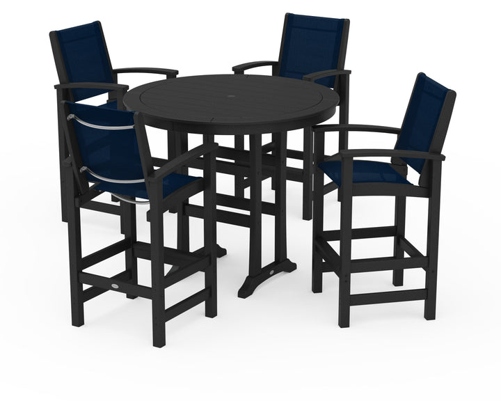 POLYWOOD® Coastal 5-Piece Nautical Trestle Bar Set