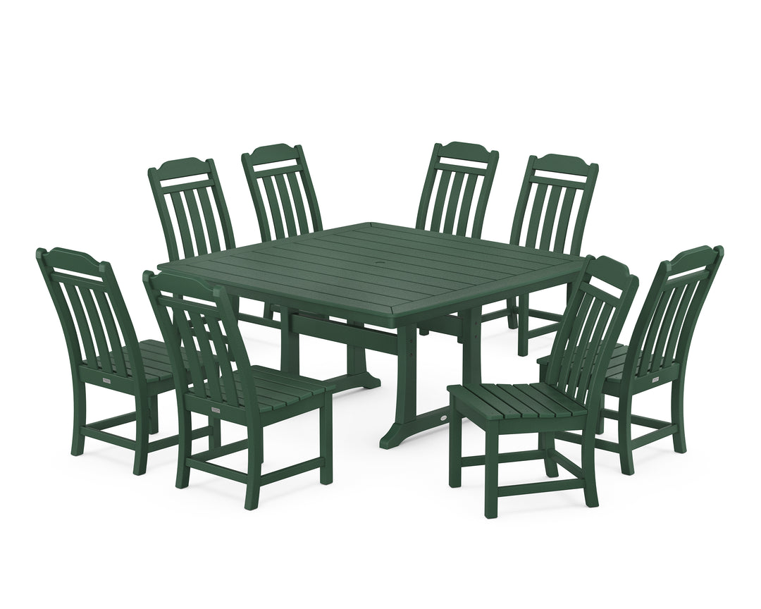 Country Living Cottage 9-Piece Square Side Chair Dining Set with Trestle Legs