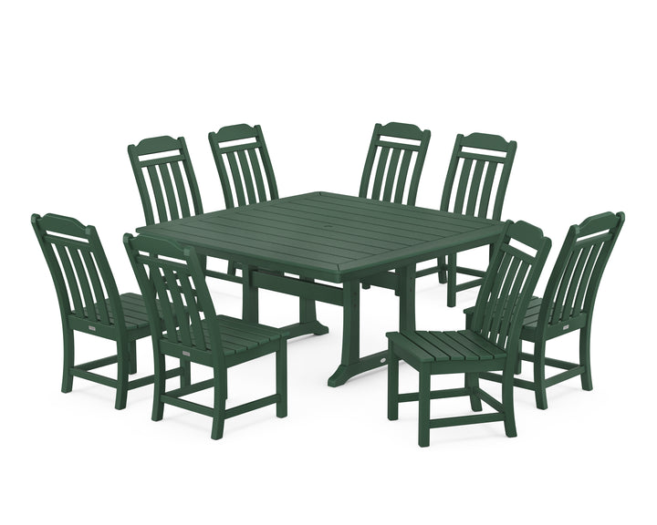 Country Living Cottage 9-Piece Square Side Chair Dining Set with Trestle Legs