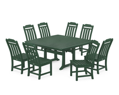 Cottage 9-Piece Square Side Chair Dining Set with Trestle Legs