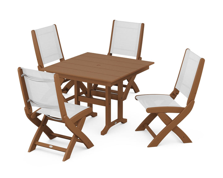 POLYWOOD® Coastal Folding Side Chair 5-Piece Farmhouse Dining Set