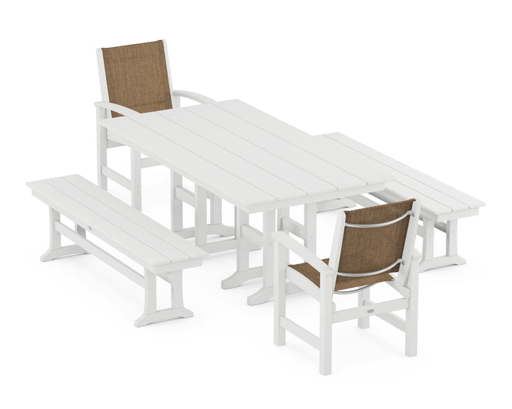 POLYWOOD® Coastal 5-Piece Farmhouse Dining Set