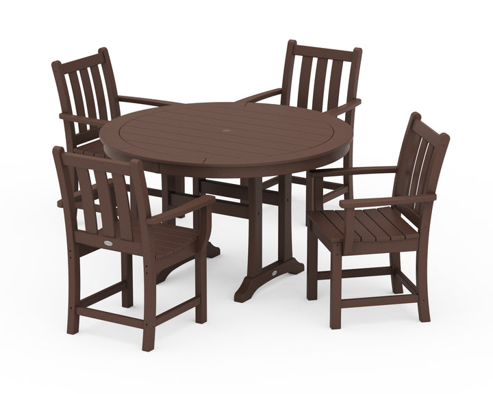 POLYWOOD® Traditional Garden 5-Piece Round Dining Set with Trestle Legs