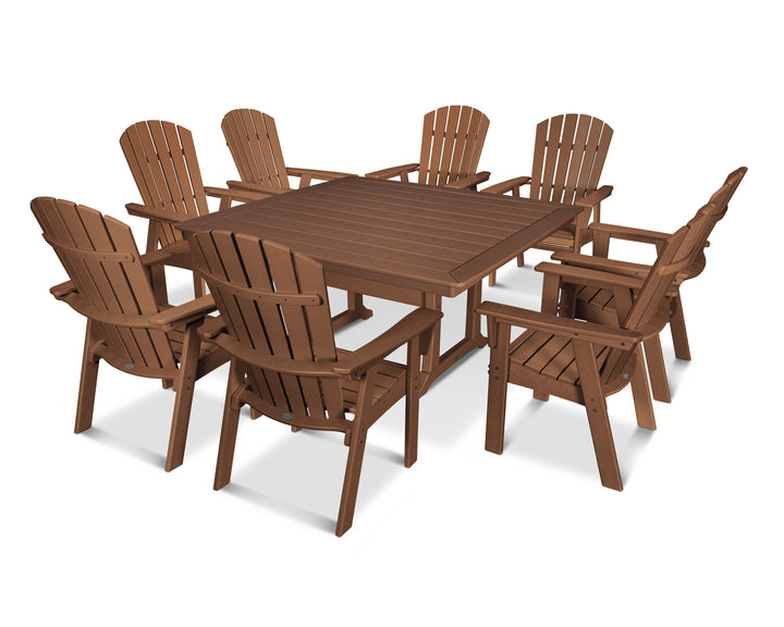 POLYWOOD® Nautical Adirondack 9-Piece Trestle Dining Set
