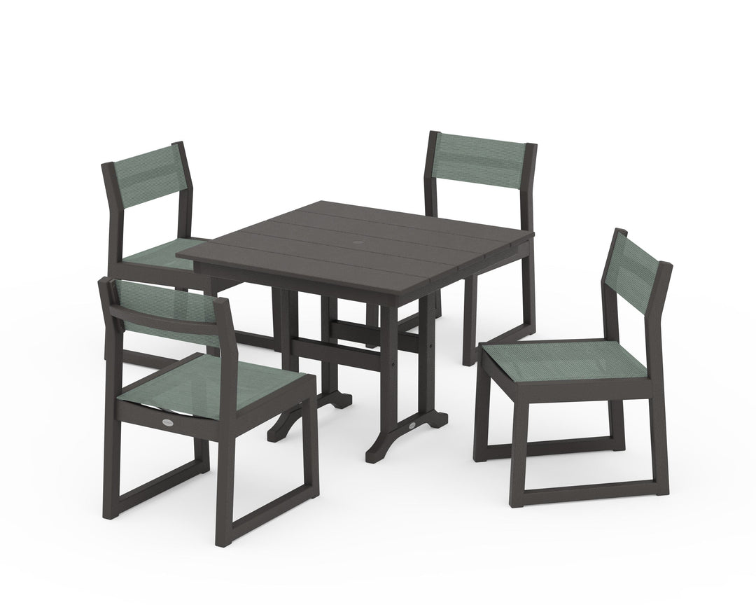 POLYWOOD® EDGE Sling Side Chair 5-Piece Farmhouse Dining Set