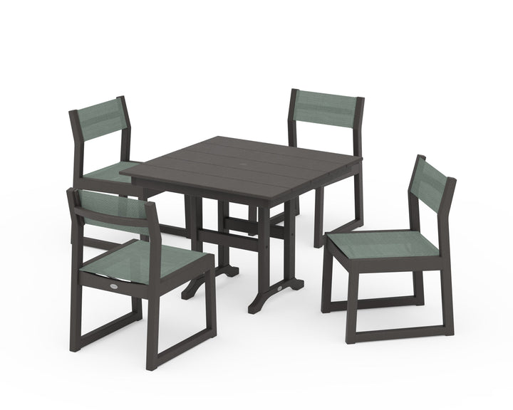 POLYWOOD® EDGE Sling Side Chair 5-Piece Farmhouse Dining Set