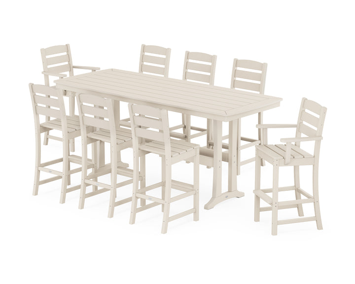 POLYWOOD® Lakeside 9-Piece Bar Set with Trestle Legs