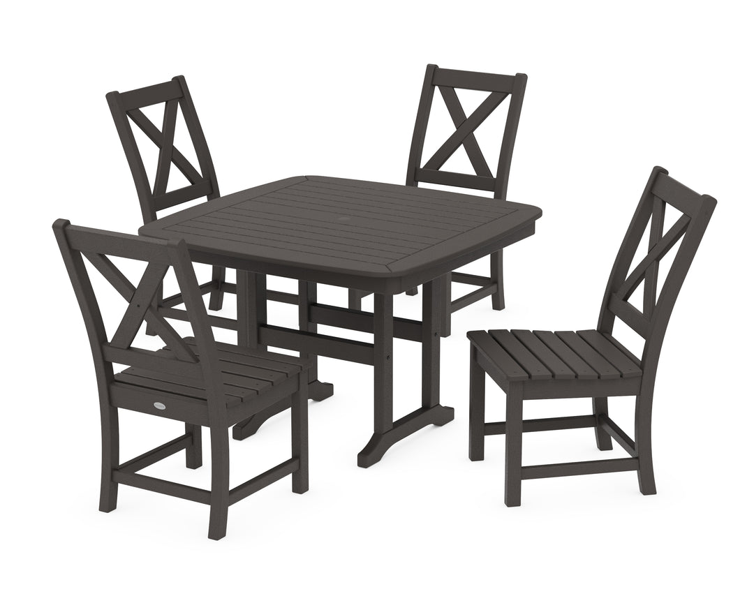 POLYWOOD® Braxton Side Chair 5-Piece Dining Set with Trestle Legs