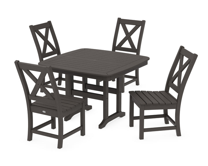 POLYWOOD® Braxton Side Chair 5-Piece Dining Set with Trestle Legs