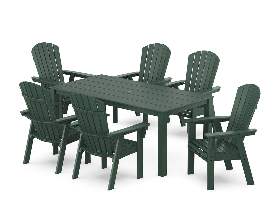 POLYWOOD® Nautical Curveback Adirondack 7-Piece Parsons Dining Set